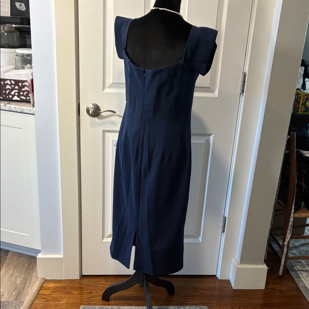Dress the Population Navy Sweetheart Midi Dress with Structured Cap Sleeves - Picture 5 of 9